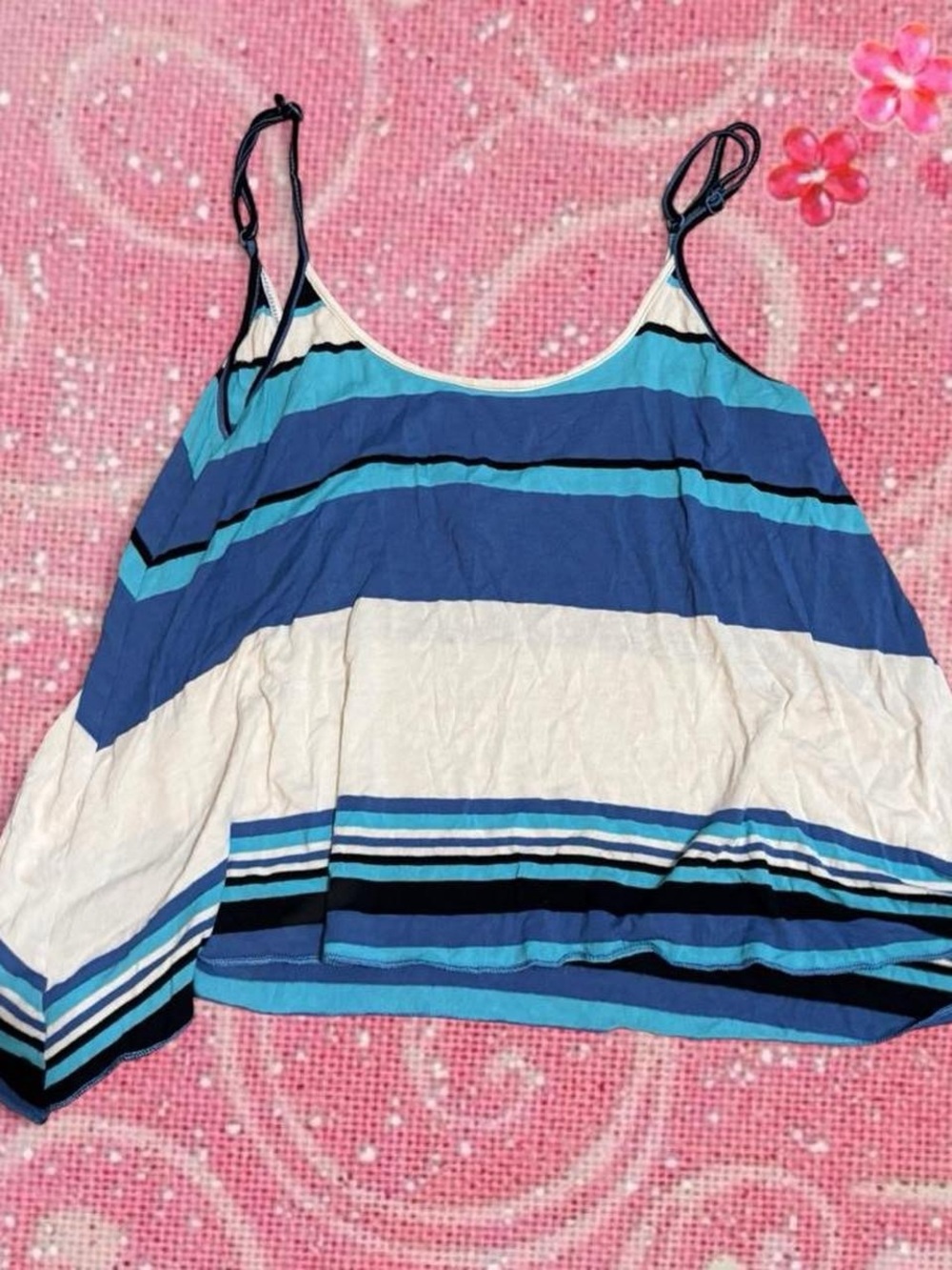 Blue Striped Spaghetti Strap Women's Tank Top